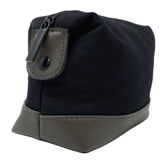 Grey/Black canvas dopp bag with snaps - Picture 1 of 2